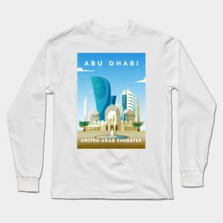 Abu Dhabi, UAE - Retro travel minimalist poster Long Sleeve T-Shirt